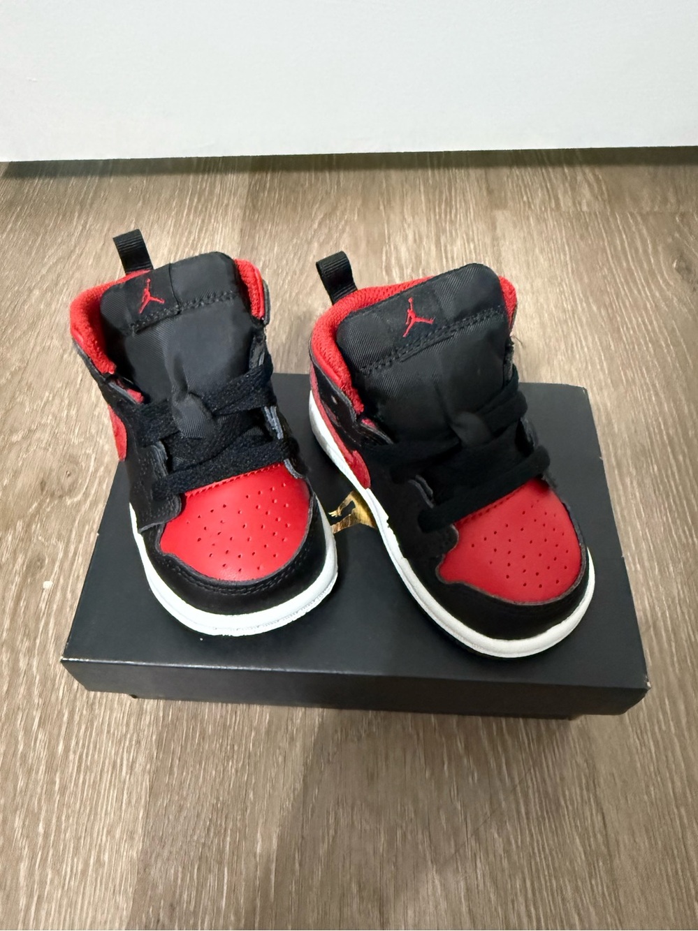 Jordan Baby Black and Red High-Top Sneakers